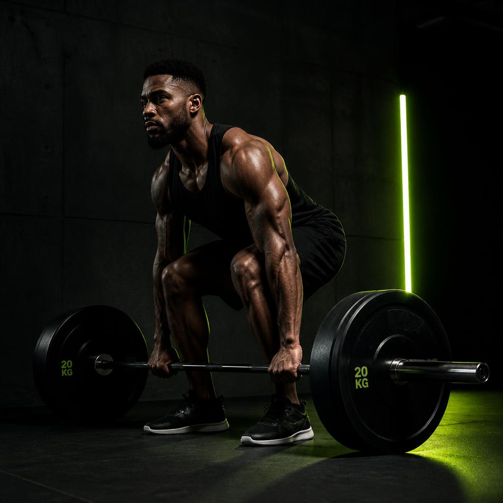 Elite athlete training in a dark minimal industrial space